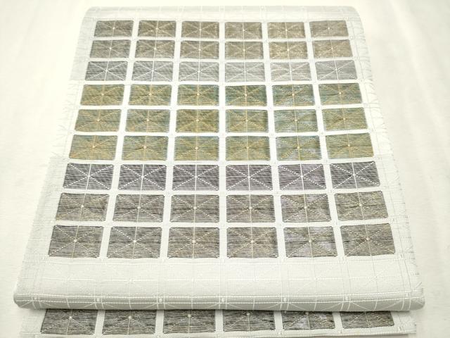 平和屋着物●太鼓柄袋帯　格子吉祥文　金銀糸　正絹　逸品　CAAV6988hy