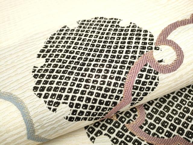 平和屋本店□極上 六通柄袋帯 唐織 響弥 鹿の子雪輪文 黒地