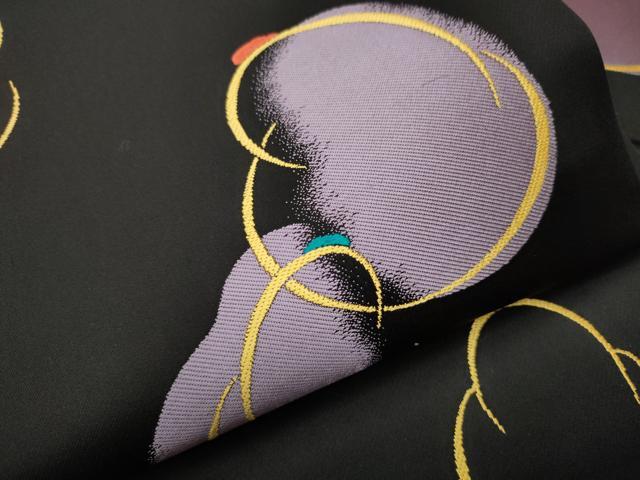 平和屋着物○九寸名古屋帯 唐織 吉祥文 黒地 正絹 逸品 CAAV7017hy