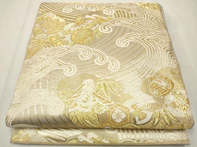 平和屋着物●西陣　川島織物　六通柄　本袋帯　立浪宝尽くし文　金糸　正絹　逸品　CAAV7073hy