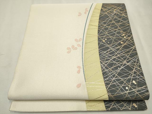 平和屋着物●六通柄袋帯　舞花びら　金銀糸　正絹　逸品　CAAV7080hy