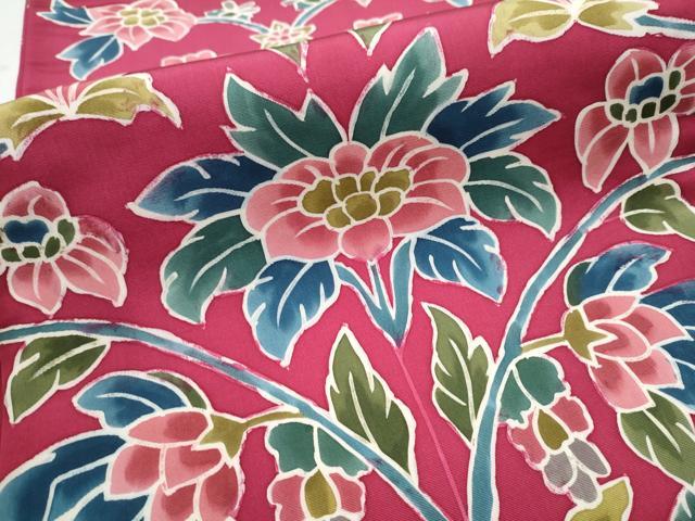 平和屋着物○塩瀬 六通柄袋帯 型染め 草花文 正絹 逸品 CAAV7084hy