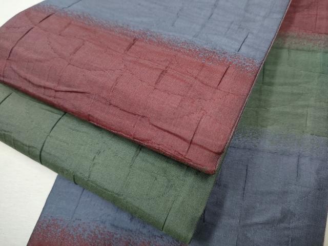 平和屋着物●両面　半幅帯　ふくれ織　霞文　正絹　逸品　CAAV7094hy