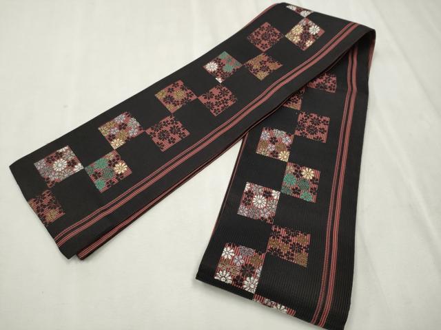 平和屋着物○両面 半幅帯 舞桜間道 金糸 正絹 逸品 CAAV7095hy