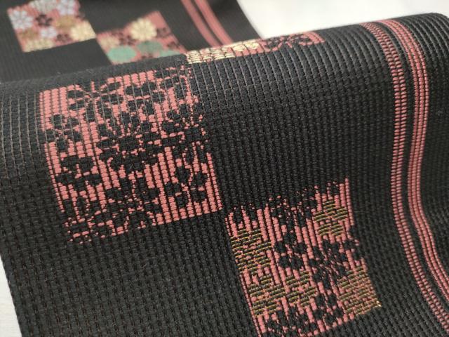 平和屋着物○両面 半幅帯 舞桜間道 金糸 正絹 逸品 CAAV7095hy