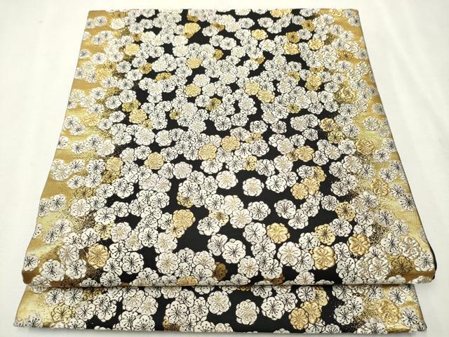 平和屋着物●西陣の名門　加納幸謹製　六通柄　京袋帯　舞梅文　黒地　金銀糸　正絹　逸品　CAAV7116hy