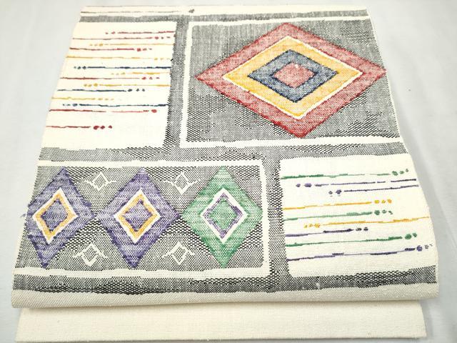 平和屋着物●本場結城紬　八寸名古屋帯　一重帯　菱吉祥文　証紙付き　正絹　逸品　CAAX7251hy