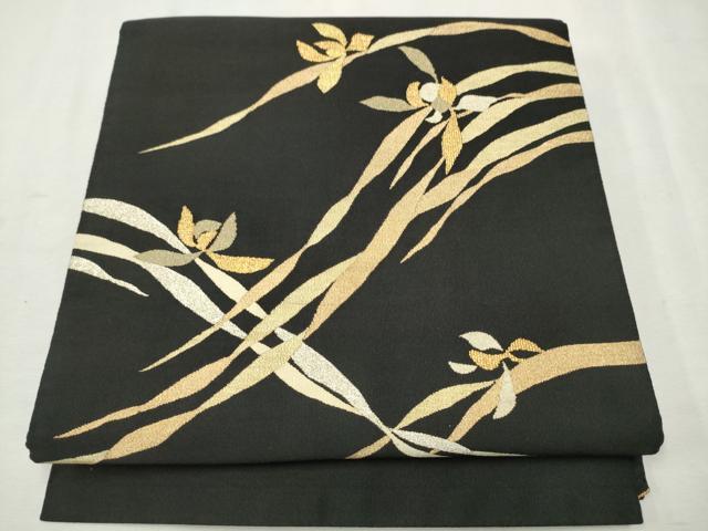 平和屋着物●爪掻き本綴れ　八寸名古屋帯　草花文　金銀糸　正絹　逸品　CAAV7171hy