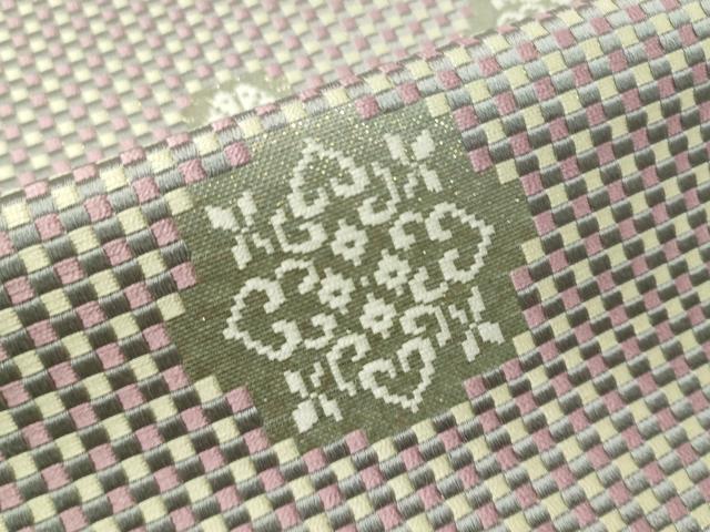 平和屋着物●本場筑前博多織　八寸名古屋帯　市松織　雪花文　金糸　正絹　逸品　CAAV8695vp 平和屋着物○本場筑前博多織 八寸名古屋帯 市松織 雪花文 金糸