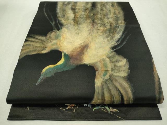 龍 染め帯 名古屋帯 金駒刺繍 アンティーク 引き抜き 龍 染め帯 名古屋