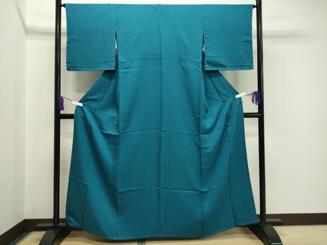 平和屋着物▽上質な色無地　単衣　鱗地紋　納戸色　やまと誂製　正絹　逸品　未使用　CAAV8869gh 平和屋着物▽上質な色無地 単衣 鱗地紋 納戸色 やまと誂