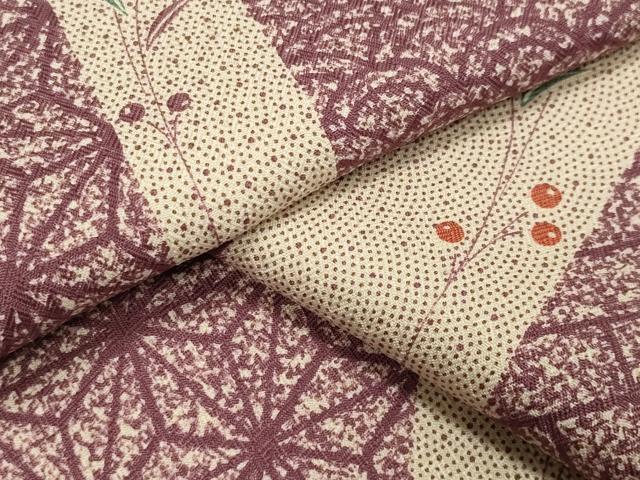 平和屋着物▽小紋　単衣　南天吉祥間道　洗える着物　CAAV8891gh