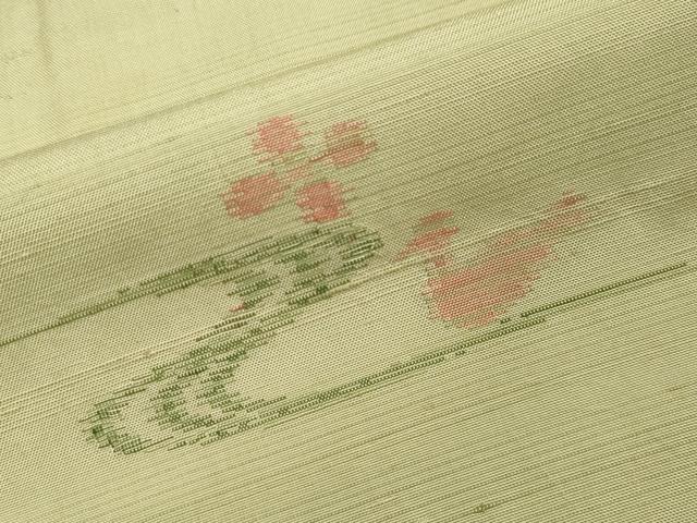 平和屋着物▽上質な紬 単衣 花鳥文 正絹 逸品 CAAV8901gh