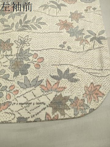 平和屋着物▽上質な紬　単衣　風景笠松文　正絹　逸品　CAAV8903gh