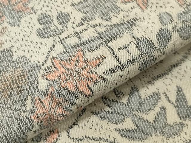 平和屋着物▽上質な紬　単衣　風景笠松文　正絹　逸品　CAAV8903gh