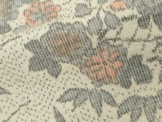 平和屋着物▽上質な紬　単衣　風景笠松文　正絹　逸品　CAAV8903gh