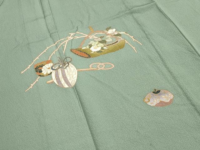 平和屋着物▽訪問着 単衣 作家物 刺繍 器物文 金彩 正絹 逸品