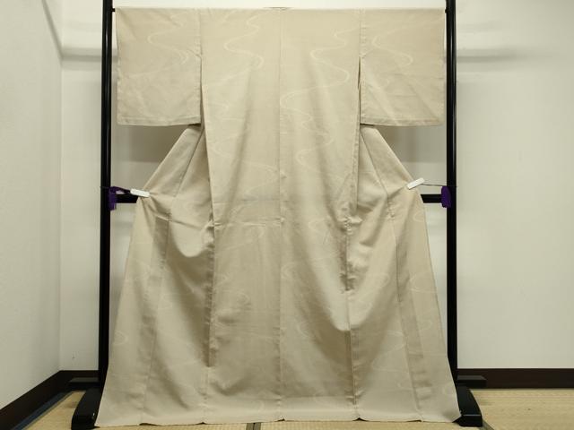 平和屋着物▽本塩沢 単衣 110亀甲 流水文 正絹 逸品 CAAV8915gh