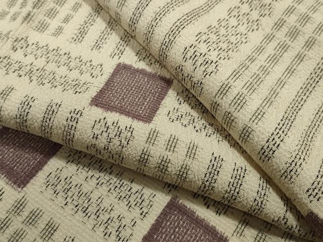 平和屋着物▽本塩沢　単衣　吉祥文　正絹　逸品　CAAV8917gh