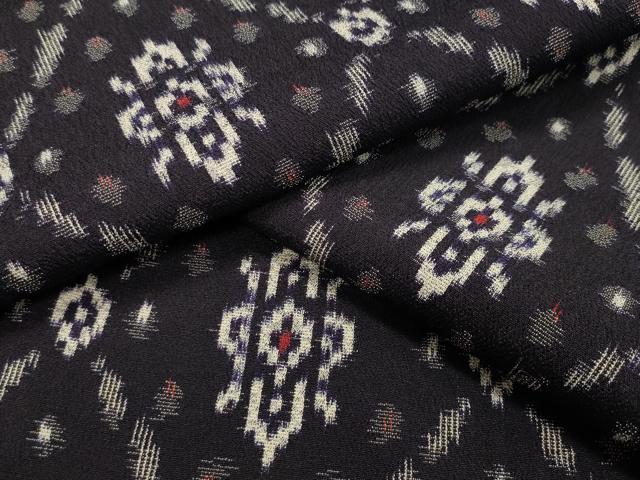 平和屋着物▽上質なお召　単衣　菱吉祥花文　正絹　逸品　CAAV8932gh