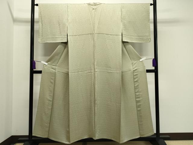 平和屋着物▽上質な色無地 単衣 紗綾形草花地紋 若芽色