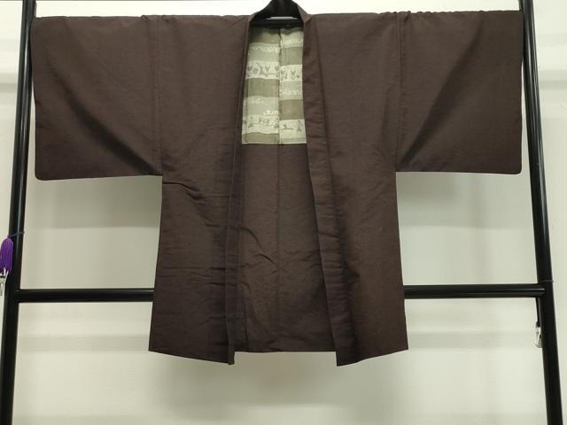 平和屋着物▽男性　紬　単衣　アンサンブル　霞文　正絹　逸品　CAAV8990gh_5