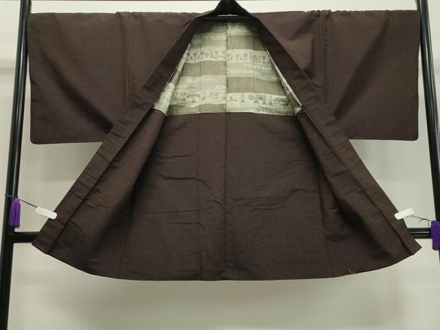 平和屋着物▽男性　紬　単衣　アンサンブル　霞文　正絹　逸品　CAAV8990gh_6
