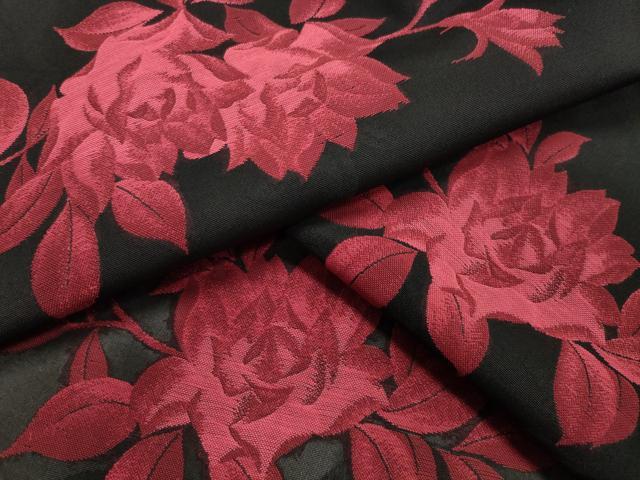 平和屋着物＊夏物　小紋　紗　枝花文　黒地　正絹　逸品　CAAV9007gh