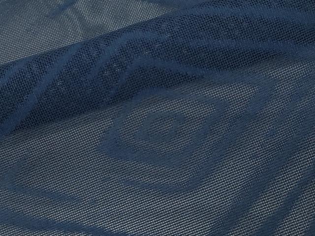 平和屋着物＊夏物　色無地　菱紋紗　濃藍色　正絹　逸品　未使用　CAAV9014gh