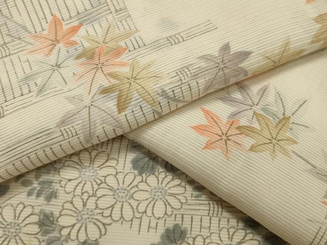 平和屋着物＊夏物 小紋 絽 流水文 銀彩 正絹 逸品 AAAZ0396jd