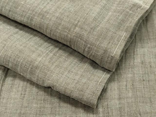 平和屋着物＊夏物　男性　小千谷ちぢみ　霞文　麻　逸品　未使用　CAAV9122gh