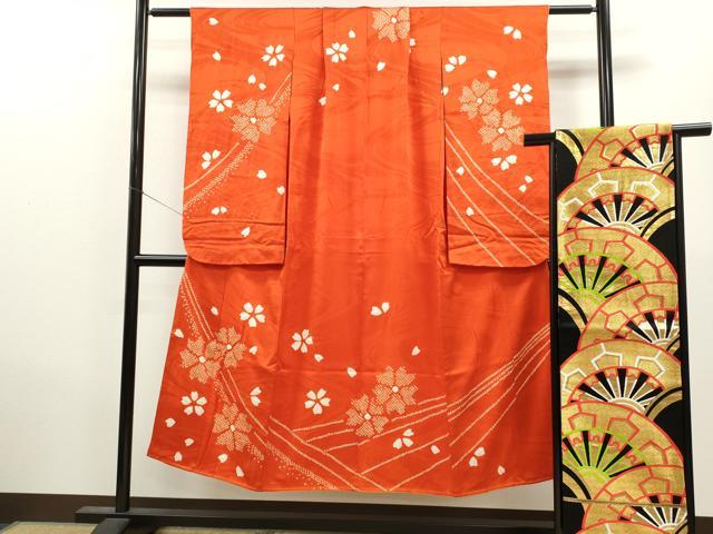 平和屋着物∵女の子　十三参り　子供　祝着・袋帯セット　舞花文　逸品　CAAV9312ze