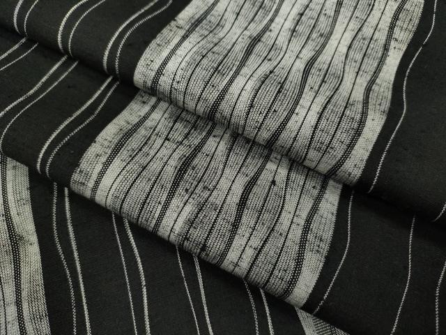 平和屋着物●上質な紬　変わり縞　黒地　正絹　逸品　CAAV9325ze