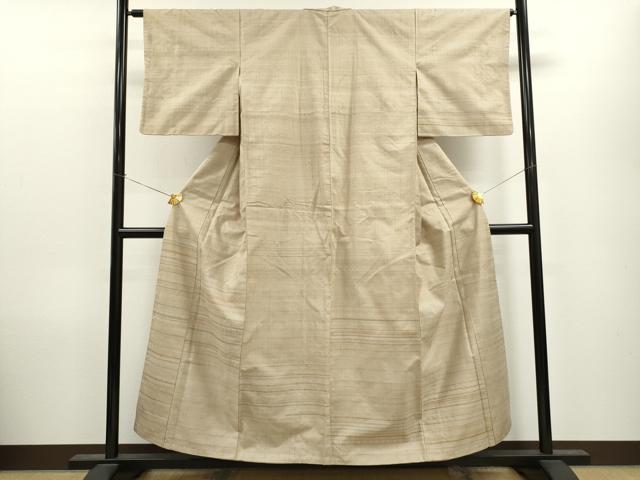 平和屋着物●訪問着　紬地　横段文　正絹　逸品　CAAV9342ez