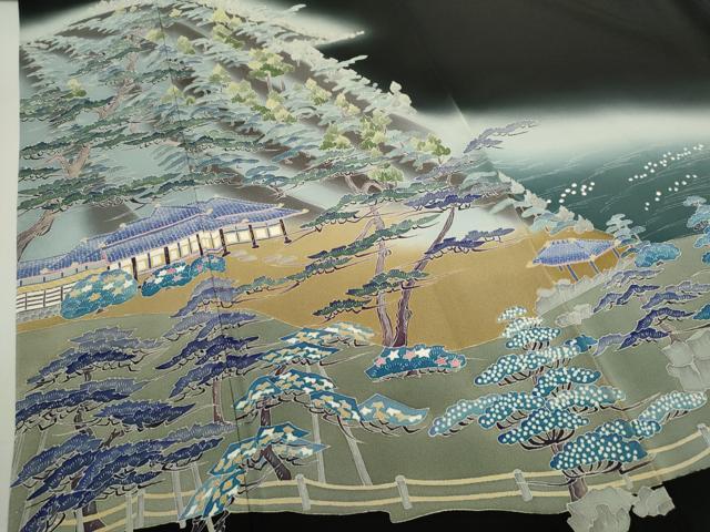 平和屋着物○本加賀友禅作家 白坂幸蔵 黒留袖 風景文 暈し