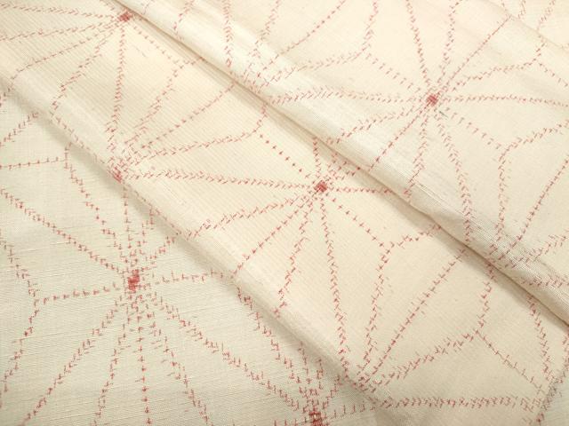 平和屋着物▽上質な紬　単衣　麻の葉文様　正絹　逸品　CAAV9424ze