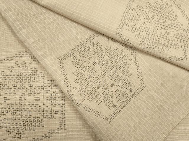 平和屋着物▽結城紬　単衣　80亀甲　亀甲文様　正絹　逸品　CAAV9428ze