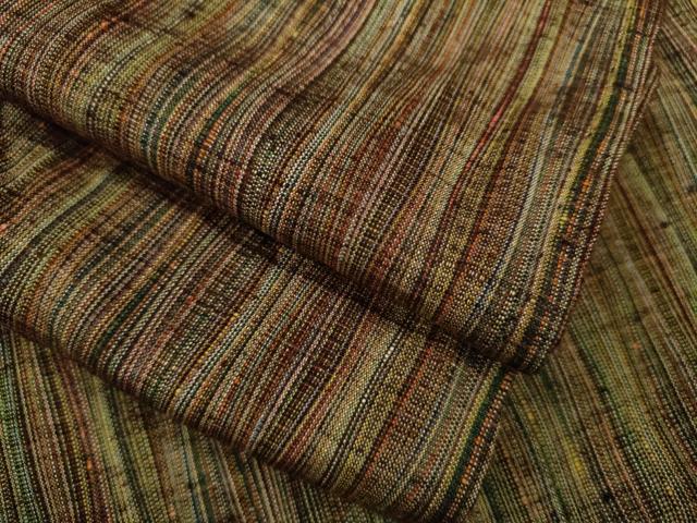 平和屋着物▽上質な紬　単衣　縞　正絹　逸品　CAAV9473ze