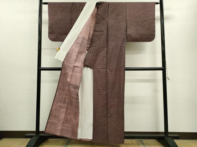 平和屋着物▽訪問着 単衣 紬地 切嵌吉祥文 正絹 逸品