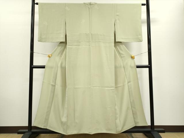 平和屋着物□上質な色無地 花尽くし地紋 黄土色 正絹 逸品 AAAU9531jd