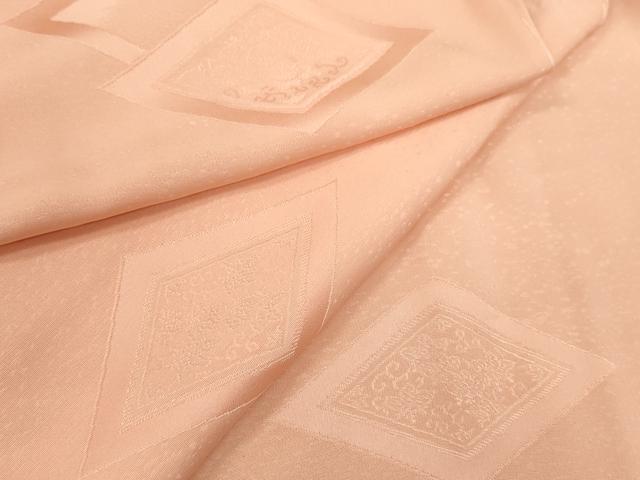 平和屋着物▽上質な色無地　単衣　菱草花地紋　一斤染色　正絹　逸品　CAAV9502ze