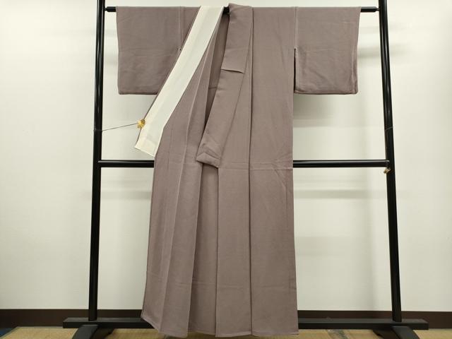 平和屋着物▽上質な色無地　単衣　鳩羽鼠色　鬼しぼ縮緬　正絹　逸品　CAAV9503ze 平和屋着物▽上質な色無地 単衣 鳩羽鼠色 鬼しぼ縮緬 正絹 逸品