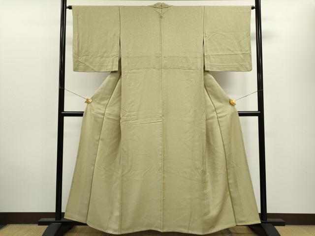 平和屋着物▽上質な色無地　単衣　枝葉地紋　高麗納戸色　正絹　逸品　AAAZ1418fy 平和屋着物▽上質な色無地 単衣 枝葉地紋 高麗納戸色 正絹