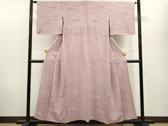 平和屋着物▽上質な色無地 単衣 片輪車笹地紋 洗