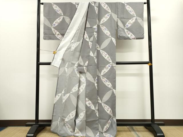 平和屋着物▽小紋 単衣 七宝花文 洗える着物 CAAV9538ze 平和屋オンライン