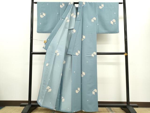 平和屋着物▽小紋 単衣 舞蝶文 ロング丈 洗える着物 AAAW1736fy