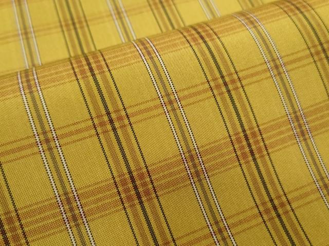 平和屋着物○本場黄八丈 反物 手織 格子文 着尺 逸品 未使用 CAAV9876th