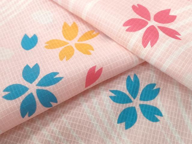 平和屋着物∴夏物　倖田來未　浴衣　綿紅梅　流水舞桜　綿　逸品　未使用　CAAW0812ng