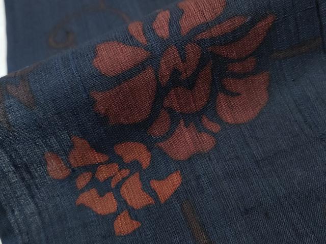 平和屋着物□上質な小紋 紬地 花唐草間道 正絹 逸品 CAAV4269in