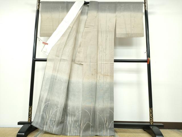 平和屋着物＊夏物　訪問着　絽紬地　手描き　水辺風景文　正絹　逸品　CAAW0885ng_1